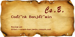 Csánk Benjámin névjegykártya